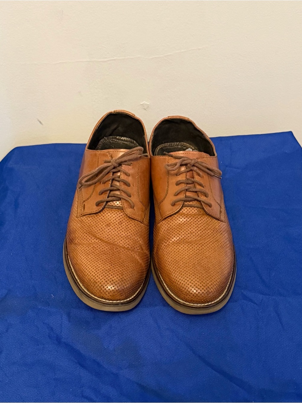 Vintage Men's Brown Perforated 100% Leather Oxford Shoes